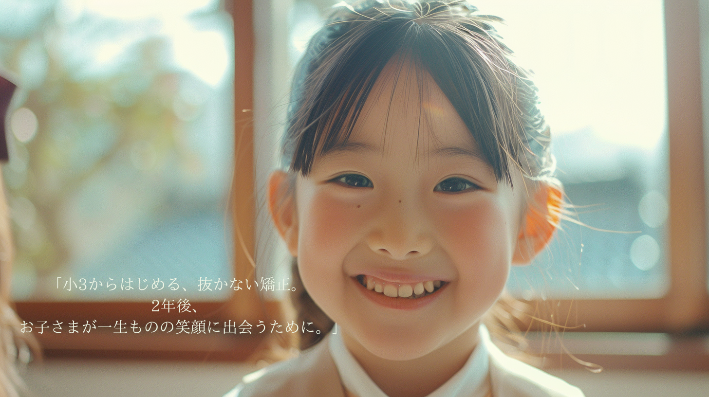 小学校3年生の子どものねじれて生えた前歯をきっかけに、小児矯正を検討する札幌市の保護者とお子さんのイメージ