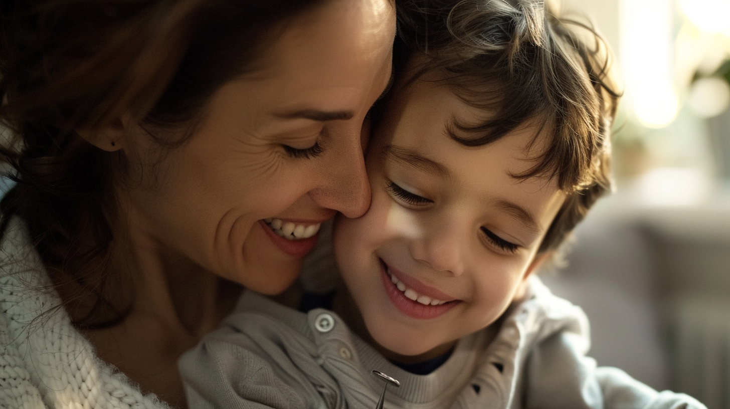 安心した表情の親子と明るく清潔なクリニックのイメージ