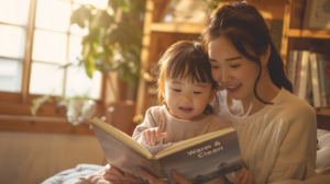 明るい部屋で笑顔を見せる親子。新札幌で小児矯正や歯並びの相談を検討する際の安心感を表現。