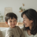 新札幌で小児矯正を検討する保護者へ安心感を伝える、温かい光に包まれた母子の笑顔のイメージ画像