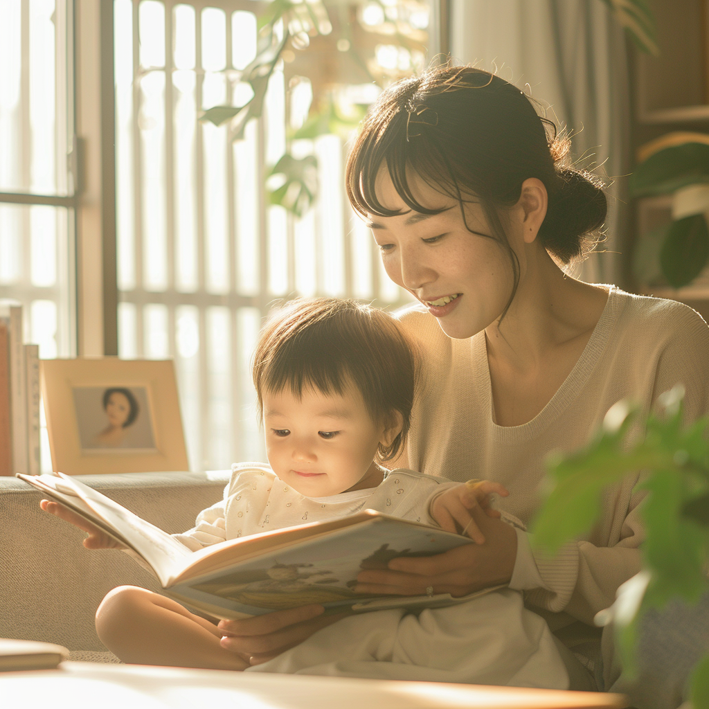 明るい日差しの中で微笑む親子。新札幌・北広島での小児矯正相談のタイミングを伝えるイメージ。