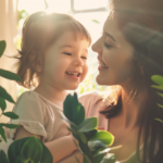 明るい日差しの中で笑顔を見せる親子。新札幌での小児矯正を検討する際の安心感を表現したイメージ。