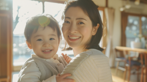 明るい日差しの中で微笑む親子。新札幌での小児矯正を検討する親御さんの不安に寄り添うイメージ。