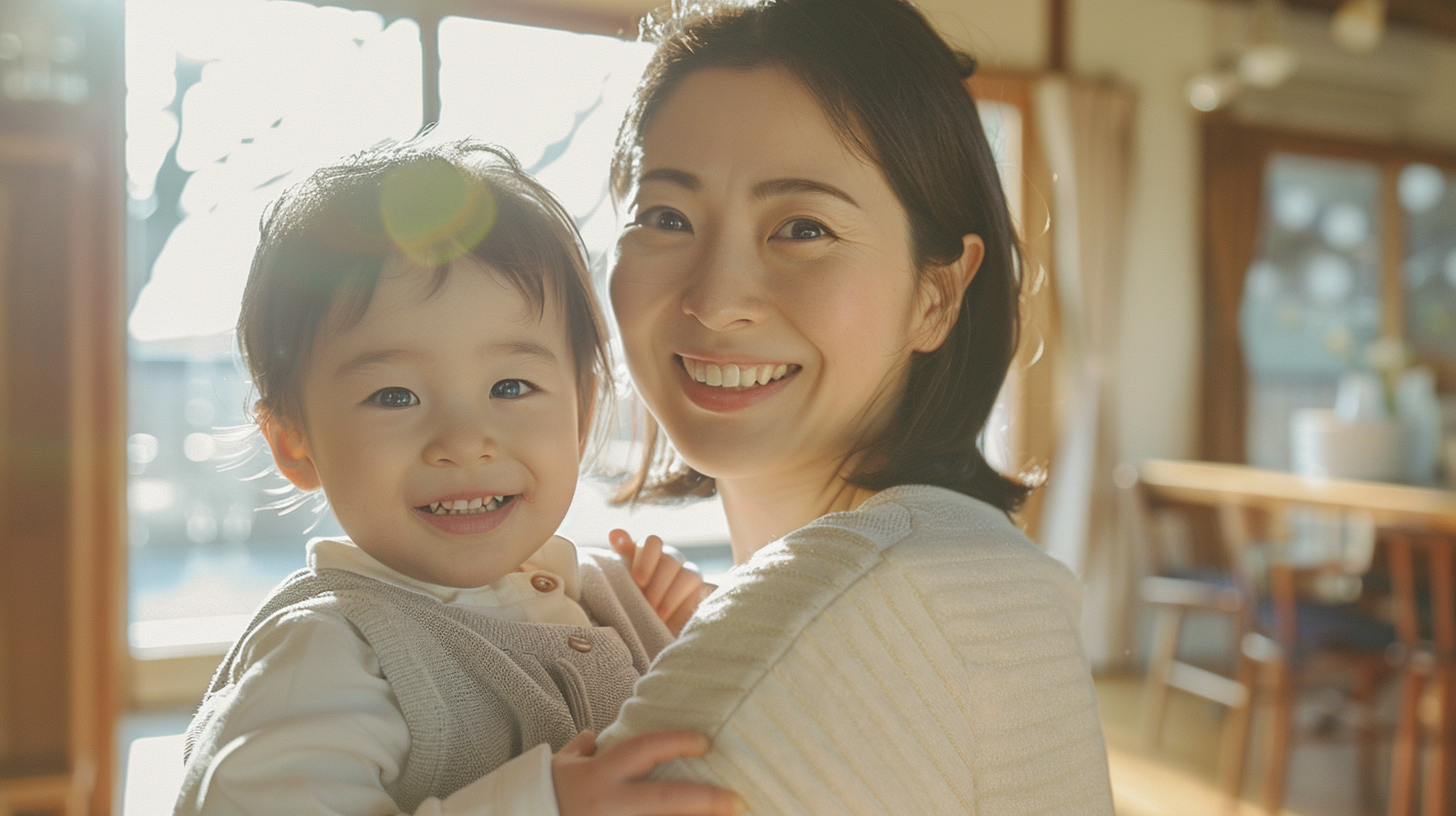明るい日差しの中で微笑む親子。新札幌での小児矯正を検討する親御さんの不安に寄り添うイメージ。