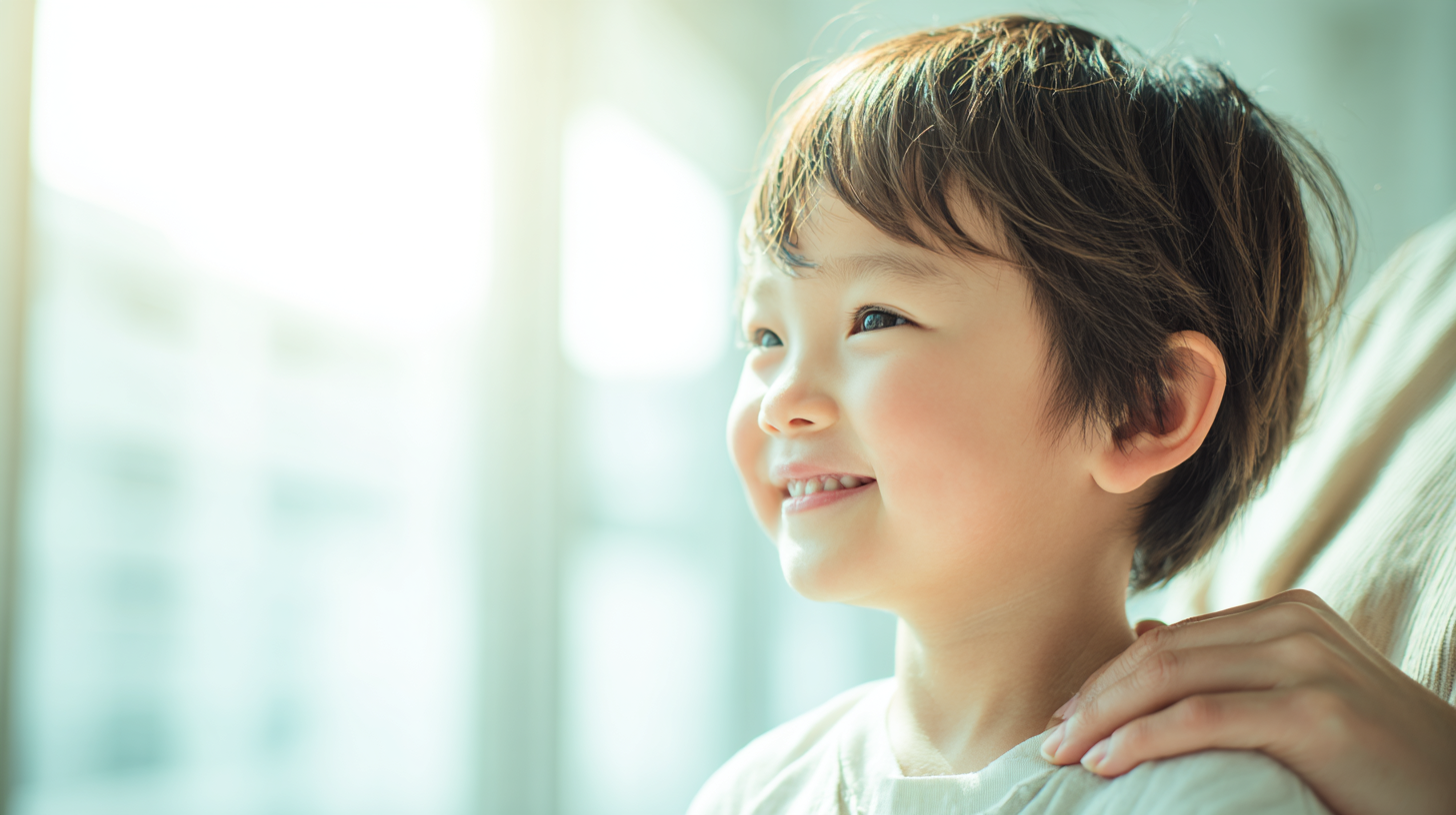 新札幌で小児矯正を検討する保護者と笑顔の子供。口呼吸や歯並びの悩みに寄り添う温かい歯科医院のイメージ。