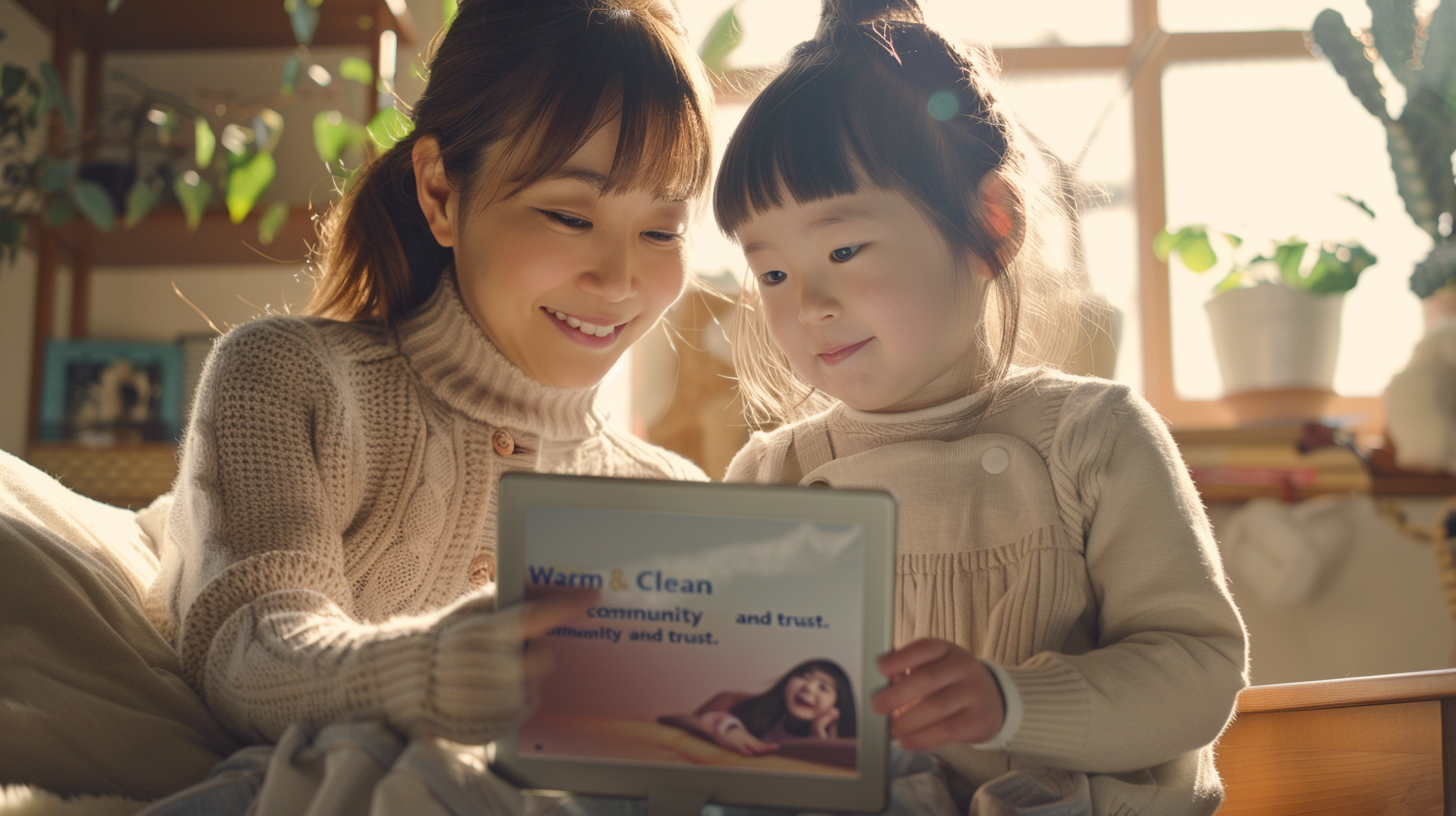 明るい日差しの中で微笑む親子。札幌での小児矯正を検討する際の安心感と信頼をイメージした写真。