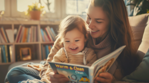 北広島市で小児矯正を検討する親子が、日当たりの良い部屋で笑顔で過ごす安心感のある風景