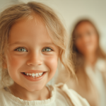 北広島・札幌で小児矯正を検討する親子へ向けた、明るい光の中で子供が笑顔を見せる安心感のある風景。