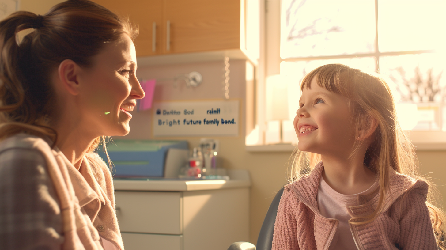 新札幌で小児矯正を検討する親子が、明るい光の入る清潔な空間で笑顔で過ごす、安心感を表現したイメージ画像。