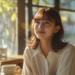 新札幌のカフェで、成人矯正への不安を解消し自分らしい時間を楽しむ女性と柔らかな自然光の風景。