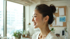 新札幌での大人の矯正を検討する方に向けた、自然光が入る明るく清潔な歯科医院でのカウンセリング風景
