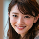 自然光が入る明るい室内で、マウスピース矯正の不安が解消され、優しく微笑む日本人女性の表情