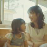 札幌市の小児矯正について、笑顔でリラックスして相談する親子の様子