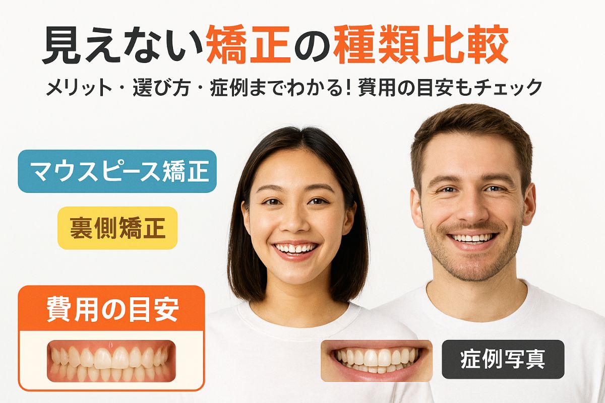 見えない矯正の種類と費用を徹底比較！メリットや失敗しない選び方と症例実例も解説